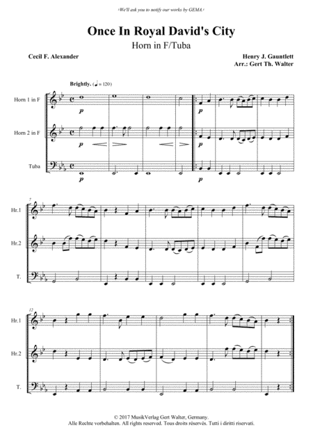 Once In Royal David's City (arr. Gert Th. Walter)