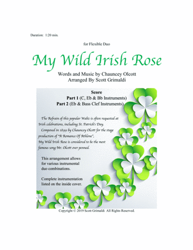 My Wild Irish Rose - for Flexible Duo (C, Eb, Bb & Bass Clef Instruments) (arr. Scott Grimaldi)
