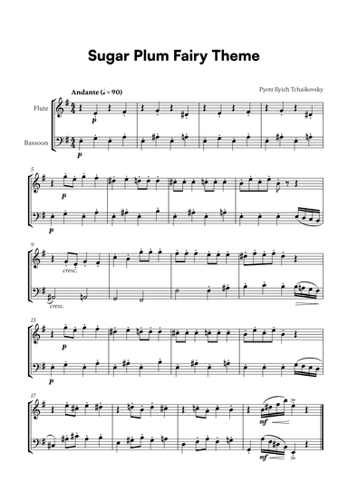 Tchaikovsky - Sugar Plum Fairy Theme (for Flute and Bassoon) (arr. Cadenza Editions)