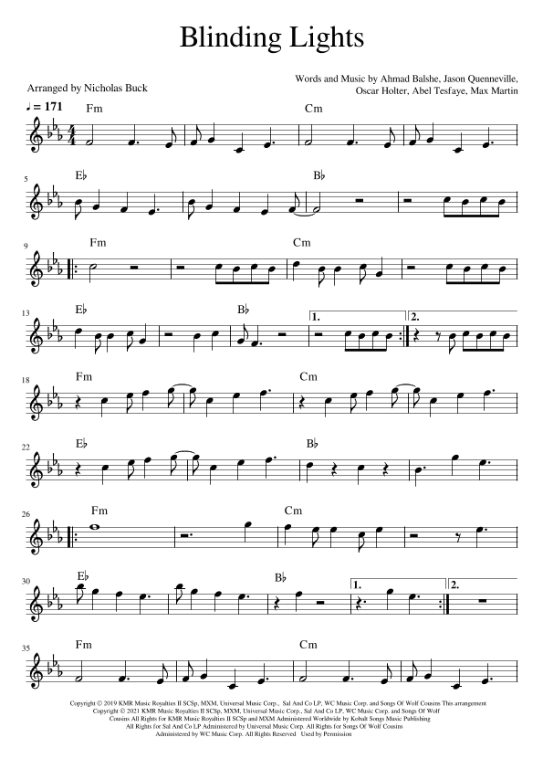 Blinding Lights (arr. Nicholas Buck)