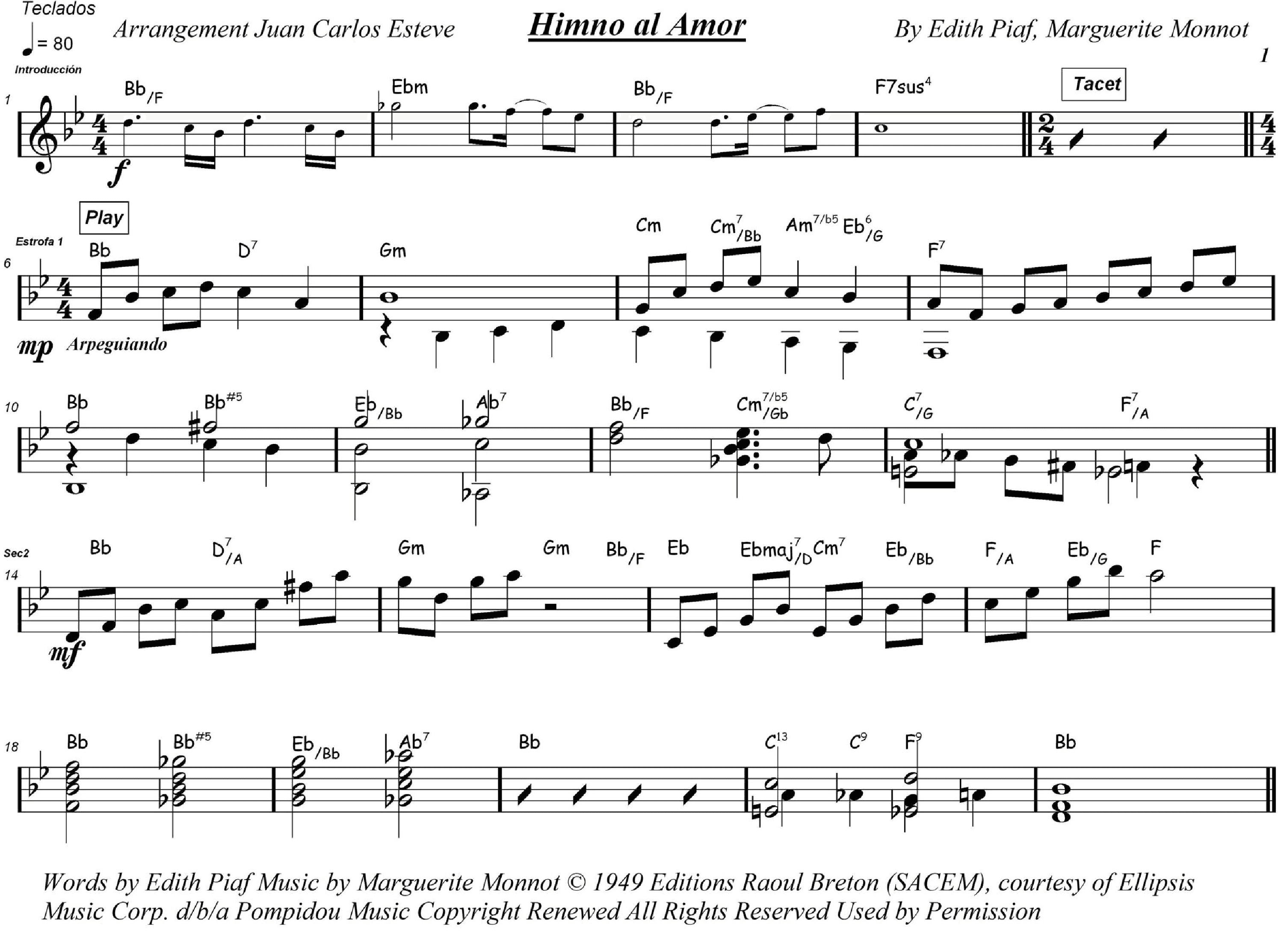 Hymn To Love (arr. juan carlos esteve / Gran Coda)