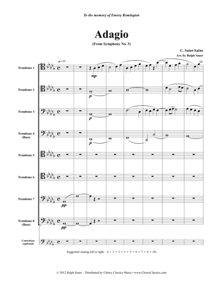 Adagio from Symphony No. 3 for 8-part Trombone ensemble (arr. Sauer, Ralph)