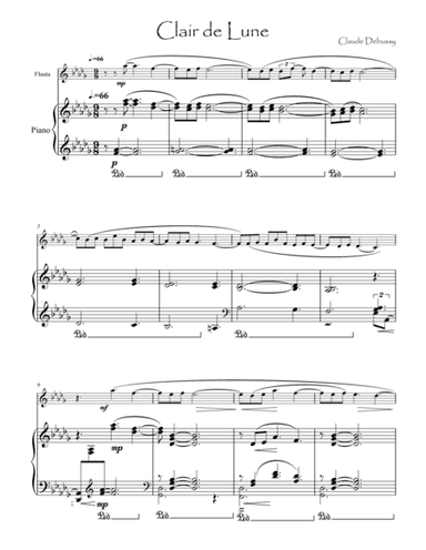 Debussy Clair de lune for flute & piano (arr. Glenn Michael)