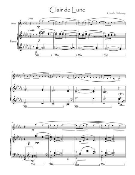Debussy Clair de lune for flute & piano (arr. Glenn Michael)
