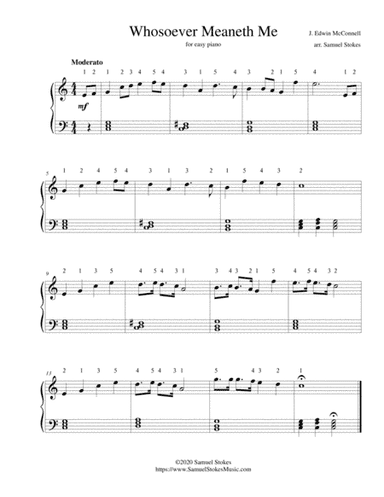 Whosoever Meaneth Me - for easy piano (arr. Samuel Stokes)