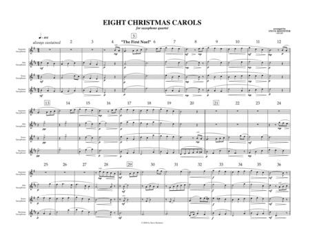 Eight Christmas Carols for Saxophone Quartet (SATB) - arr. Reisteter (arr. Steve Reisteter)