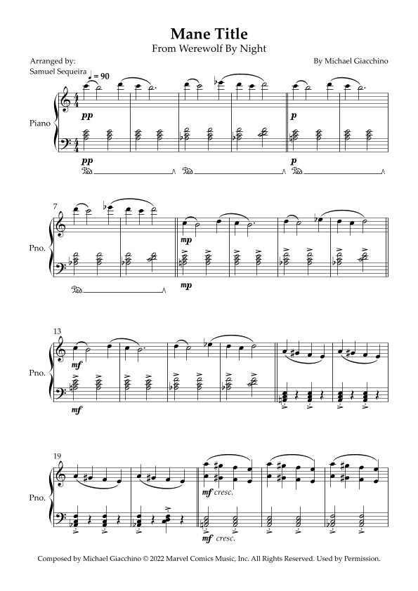 Mane Title (arr. Samuel Sequeira)