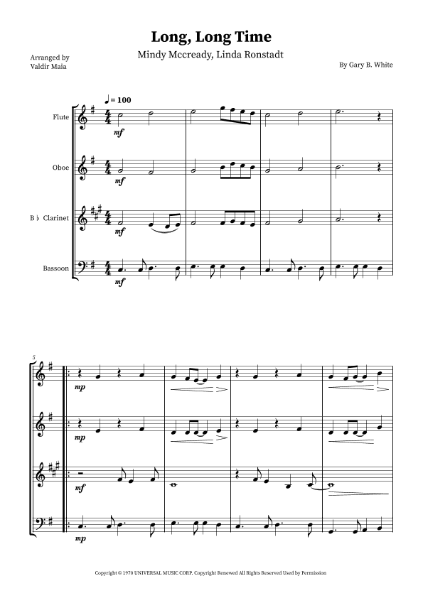 Long Long Time (arr. Valdir Maia)