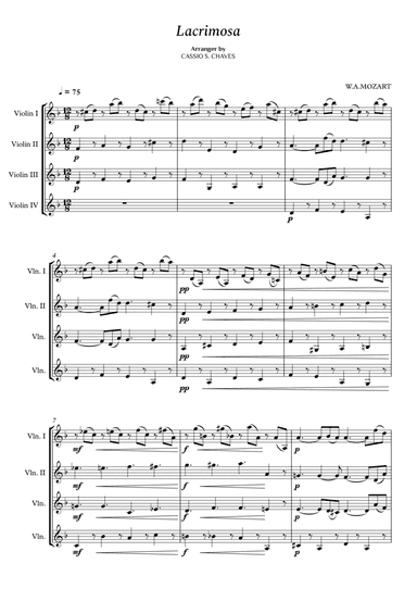 Mozart - Lacrimosa for String Quartet (arr. Cássio Silva Chaves)