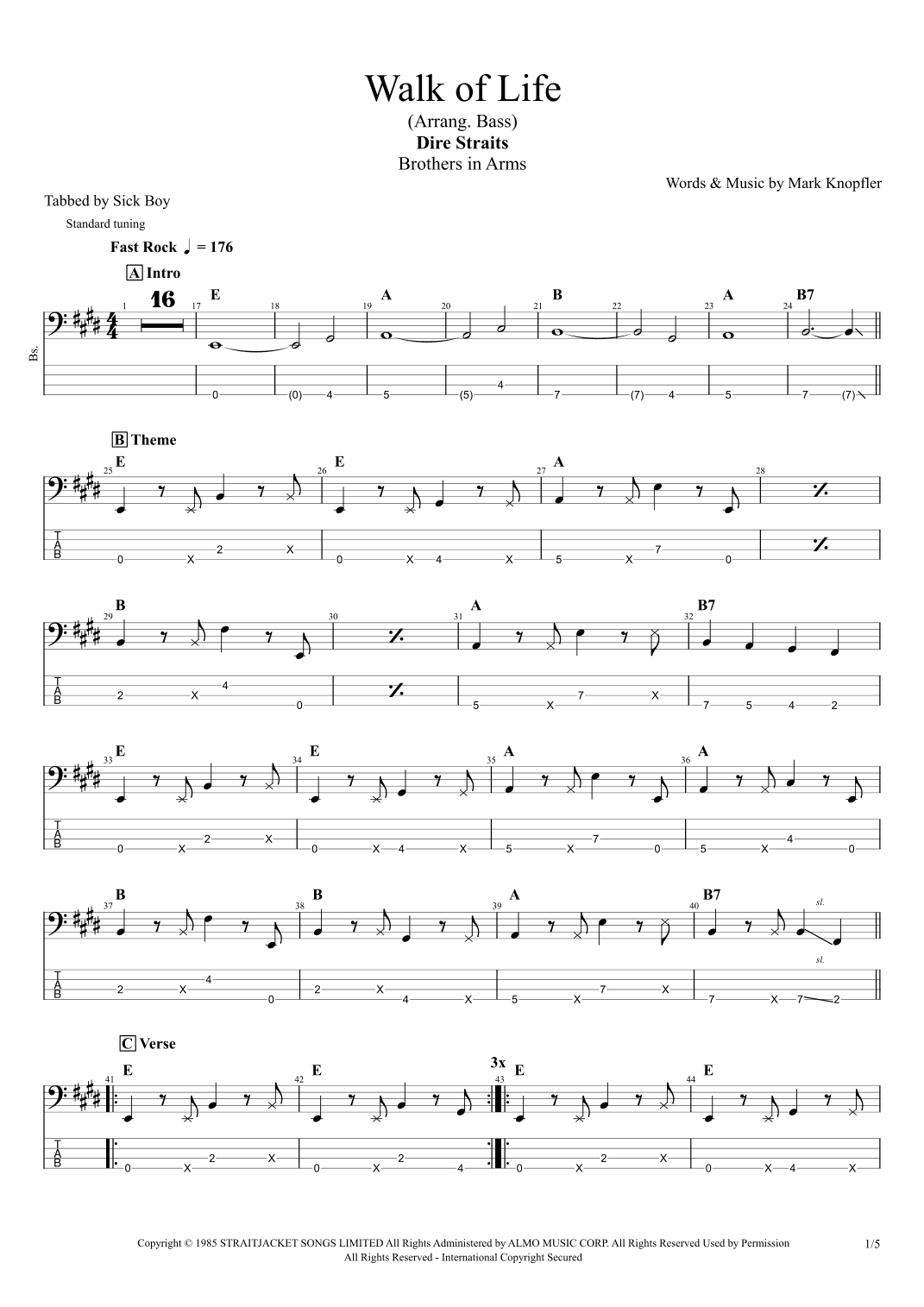 Walk Of Life (arr. Sick Boy)