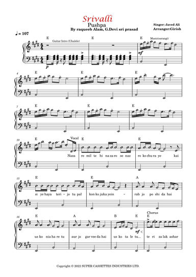 Srivalli (arr. Girish Kataria)