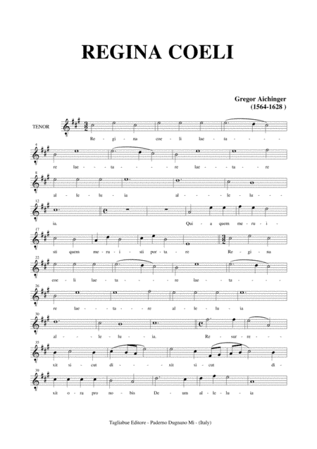 REGINA COELI LAETARE - G. Aichinger - Part for TENOR