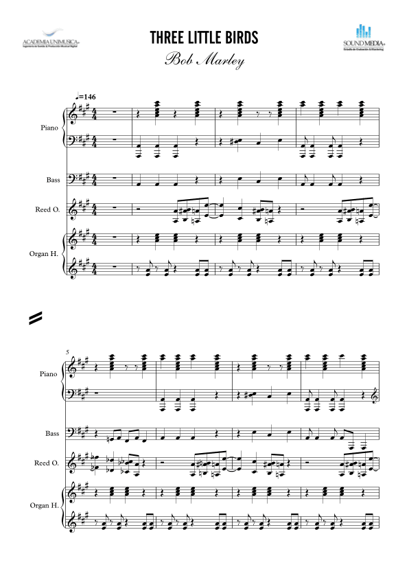 Three Little Birds - Score Only (arr. Academia Unimusica)