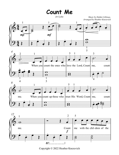 Count Me - easy piano (arr. Heather Knezevich)