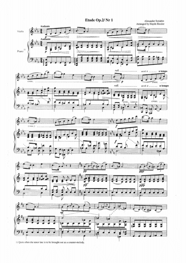 Scriabin's Etude Op. 2 Nr 1 for violin and piano (arr. Haydn Reeder)
