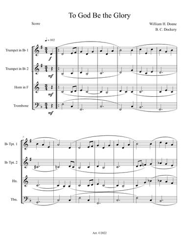 To God Be the Glory (Brass Quartet) (arr. B. C. Dockery)