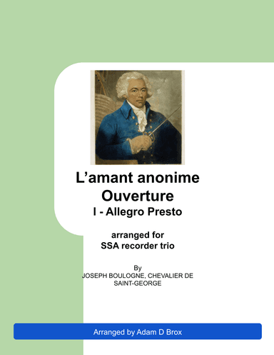 L'amant anonime - Ouverture - 1: Allegro Presto (arr. Adam Brox)