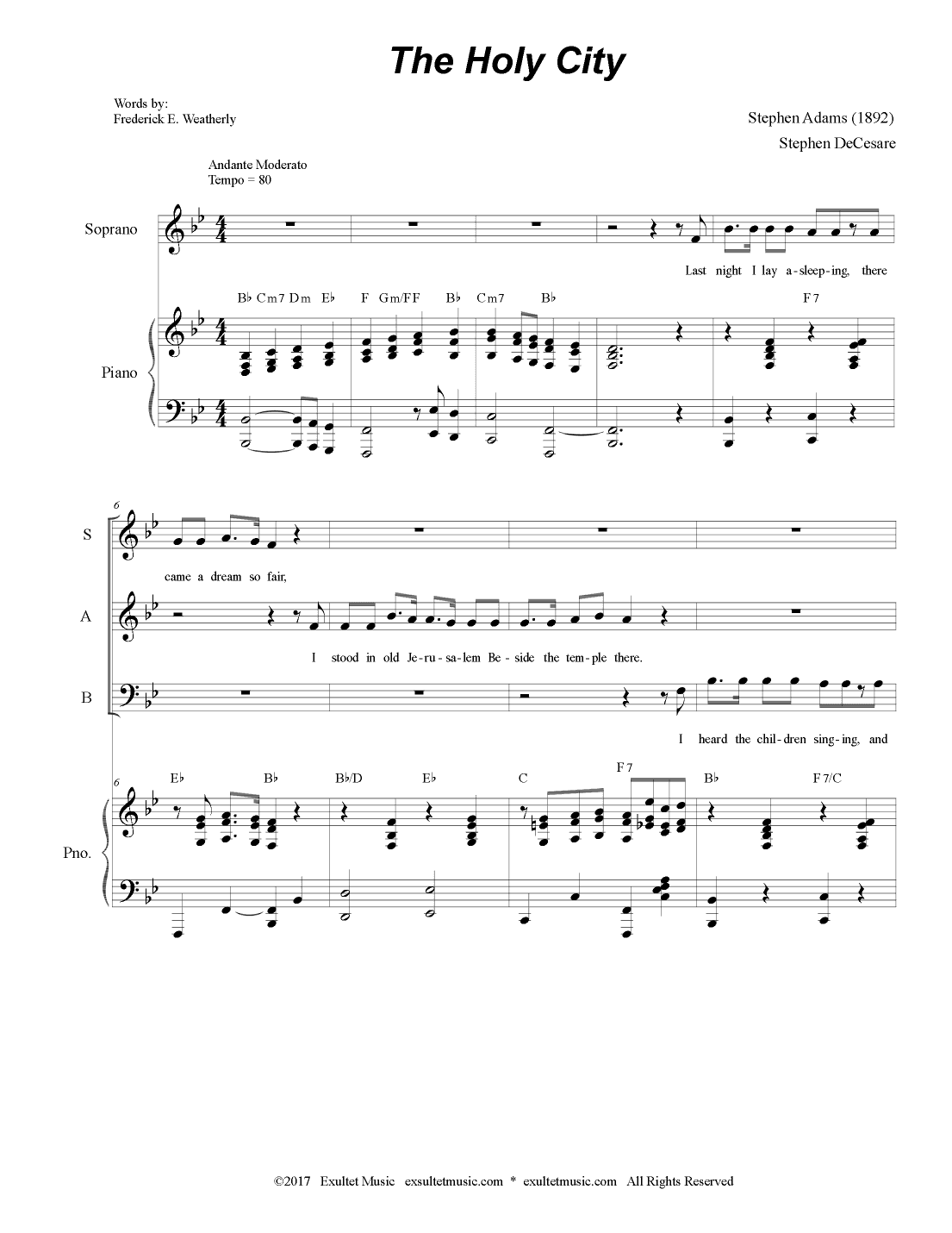 The Holy City (SAB) (arr. Stephen DeCesare)