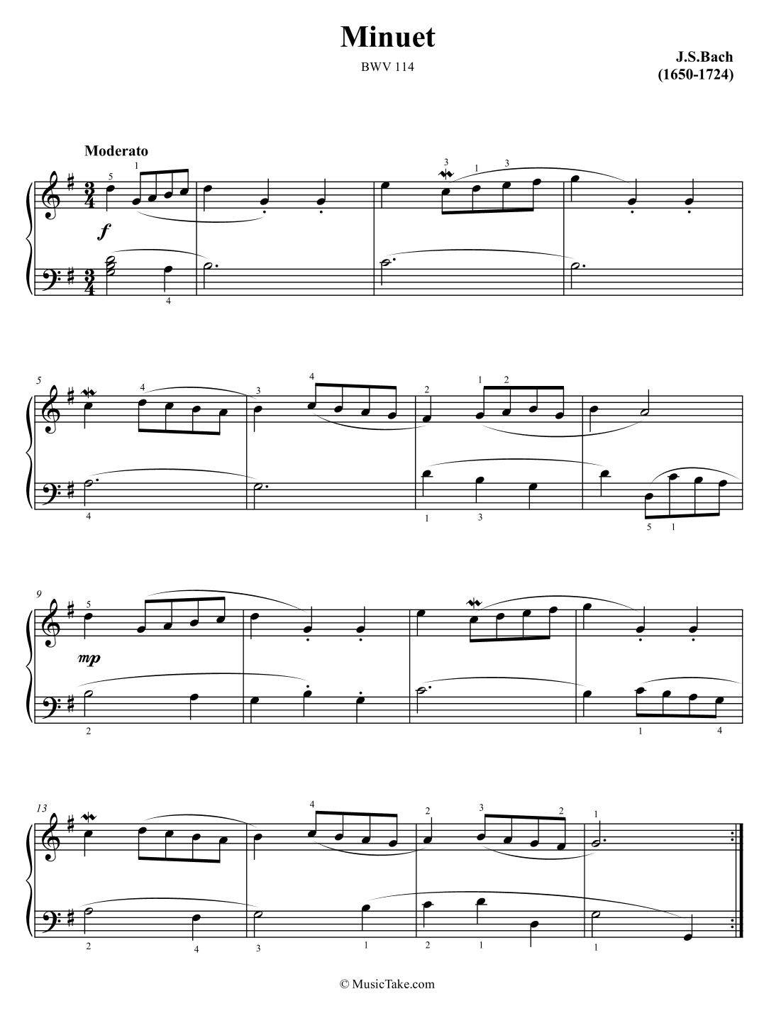 Bach Minuet in G Major BWV 114 (arr. Ben Choupak)