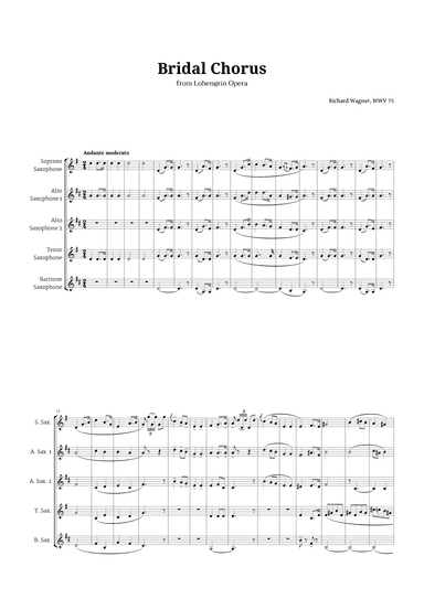 Bridal Chorus by Wagner for Sax Quintet (arr. Langanho)