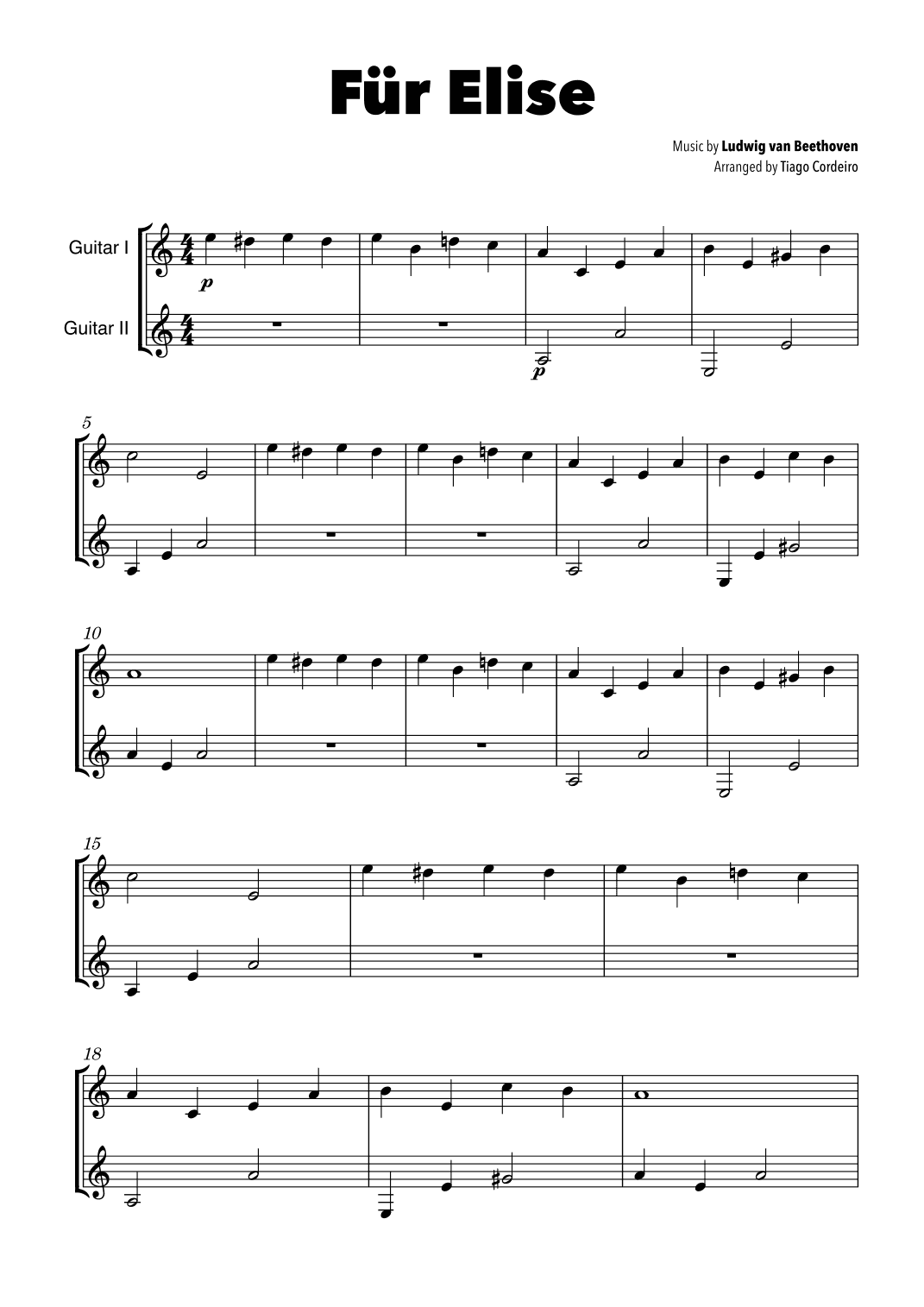 Für Elise (arr. Tiago Cordeiro)