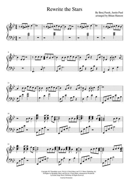 Rewrite The Stars (arr. Rhian Hanson)