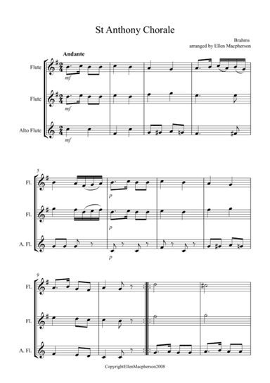 St Anthony Chorale for Beginner Flute Trio (arr. Ellen Macpherson)