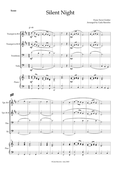 Silent night (Brass Quartet) Piano (arr. Cadu Barcelos)
