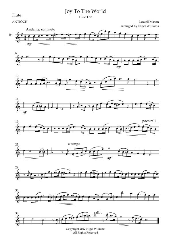 Joy to the World, for Flute Trio (arr. Nigel Williams)