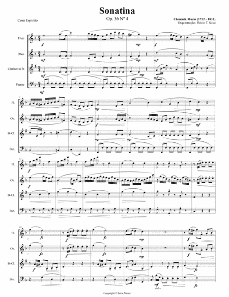 Sonatina Op. 36 N°4 (Quarteto de madeiras) (arr. Solmus)
