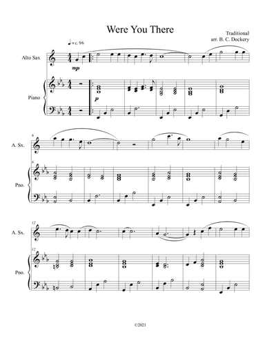 Were You There (alto sax solo) with optional piano accompaniment (arr. B. C. Dockery)
