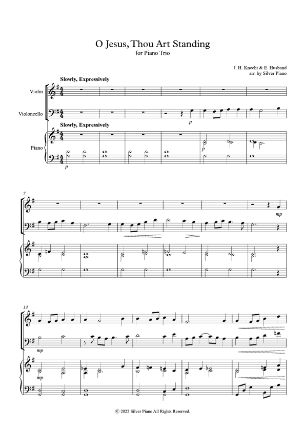 HYMN FOR PIANO TRIO - O Jesus, Thou Art Standing (arr. JEK)