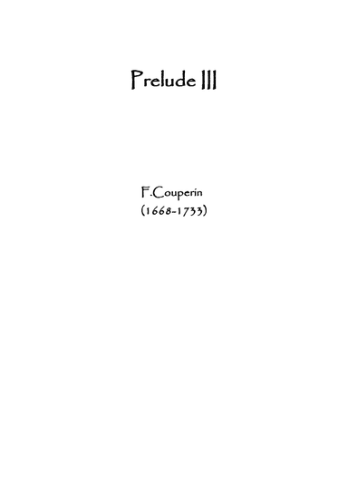 Prelude III by F. Couperin (arr. Museos)