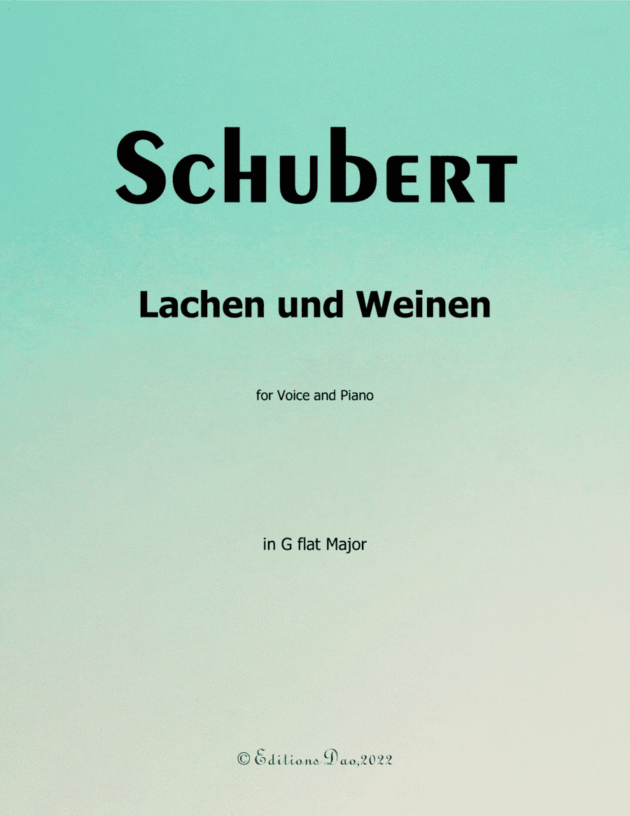Lachen und Weinen, by Schubert, in G flat Major (arr. Editions Dao)