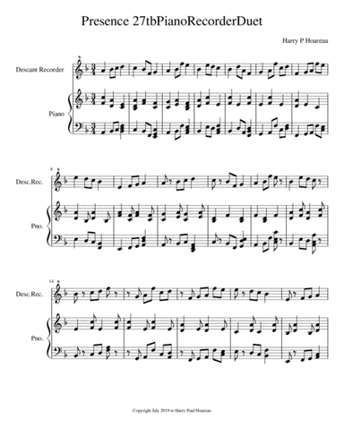 Presence 27tb Piano and Recorder Duet