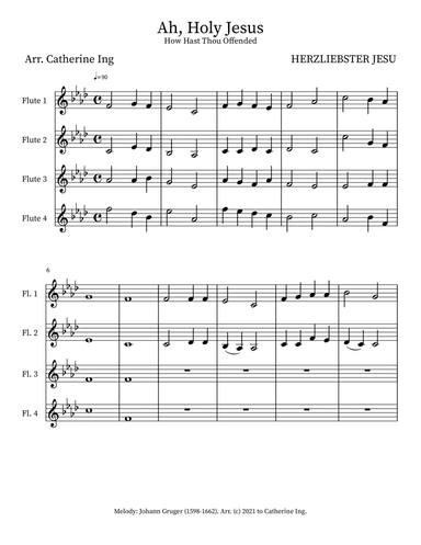 Ah Holy Jesus - Flute Quartet (arr. Catherine Ing)
