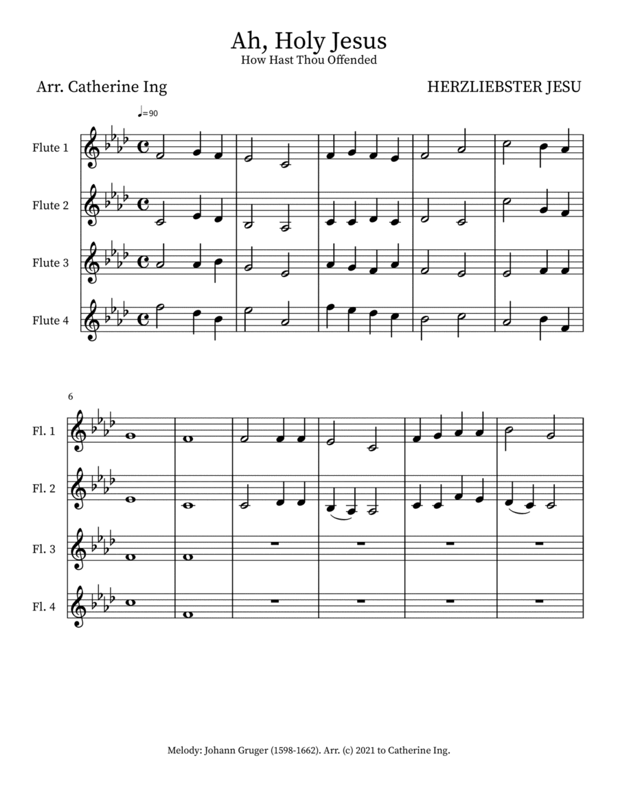Ah Holy Jesus - Flute Quartet (arr. Catherine Ing)