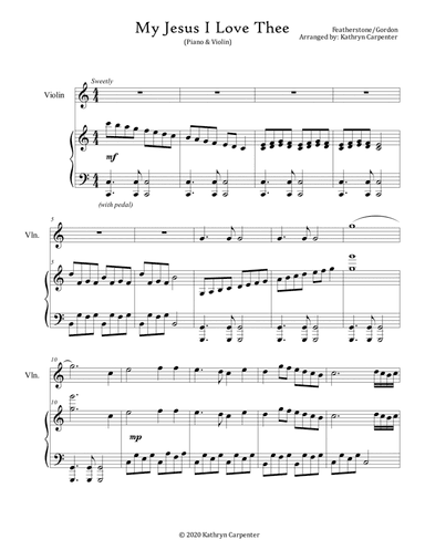 My Jesus I Love Thee (Advanced Piano & Violin) (arr. Kathryn Carpenter)