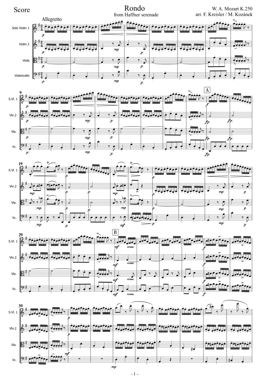 Mozart - Kreisler RONDO fom Haffner serenade (arr. Fritz Kreisler, Marcel Kozánek)