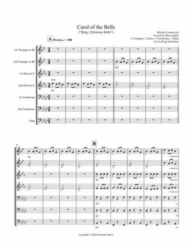 Carol of the Bells (F min) (Brass Septet - 2 Trp, 2 Hrn, 2 Trb, 1 Tuba) (arr. Regis Bookshar)
