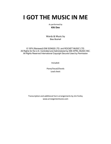 I've Got The Music In Me (arr. Jim Farley www.arrangementsone.com)