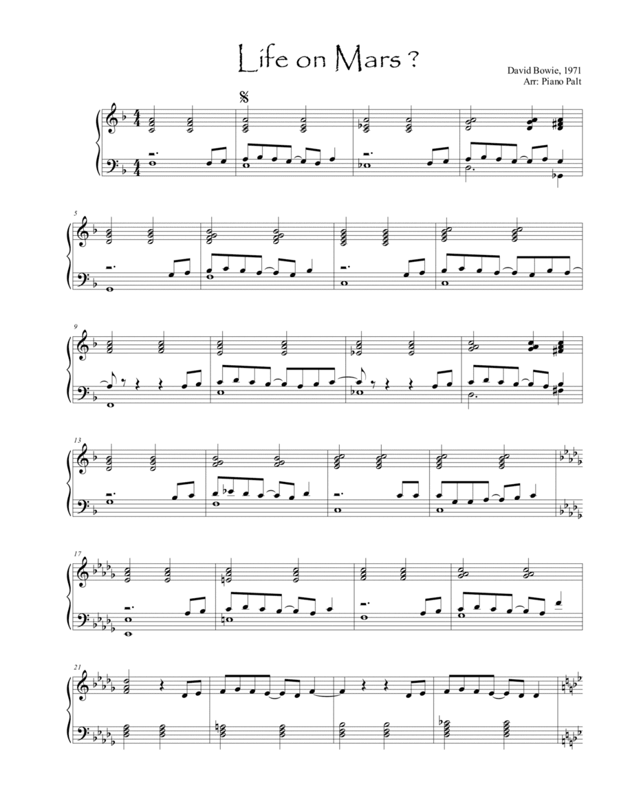 Life On Mars (arr. Piano Palt)