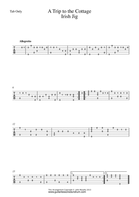 A Trip To The Cottage Jig For Guitar Tab Only (arr. John Murphy)