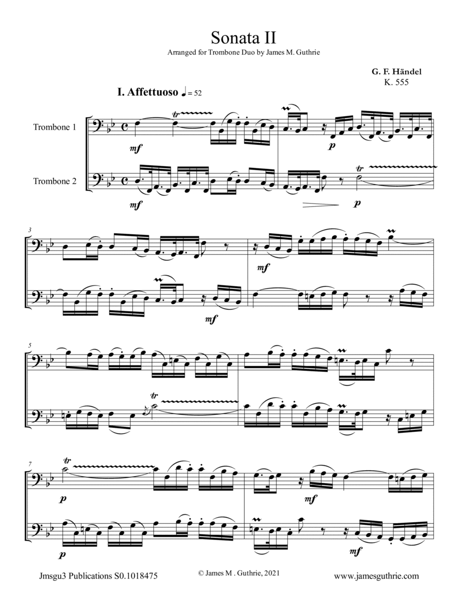 Handel: Sonata No. 2 for Trombone Duo (arr. James M. Guthrie)