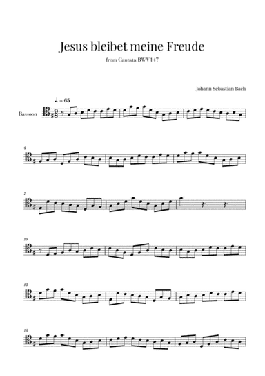 Bach - Jesus bleibet meine Freude for Bassoon (arr. Cadenza Editions)