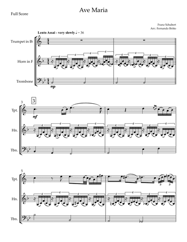 Ave Maria (Franz Schubert) for Brass Trio (arr. Fernando Britto)
