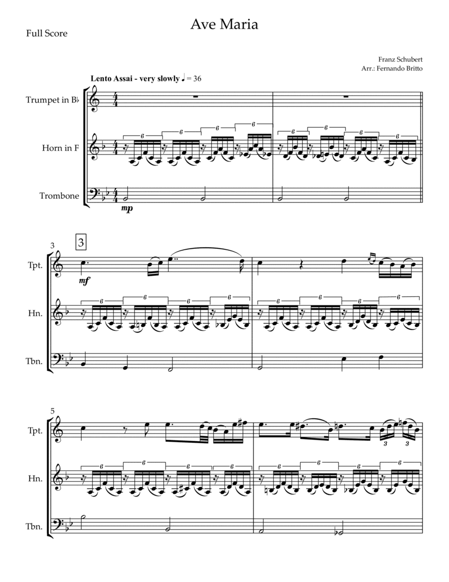 Ave Maria (Franz Schubert) for Brass Trio (arr. Fernando Britto)