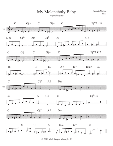 My Melancholy Baby (arr. Mark Huxhold)