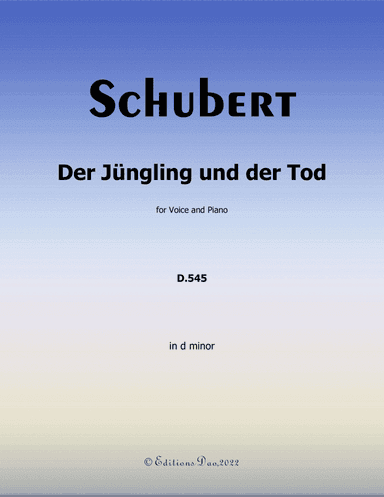 Der Jungling und der Tod, by Schubert, in d minor (arr. Editions Dao)