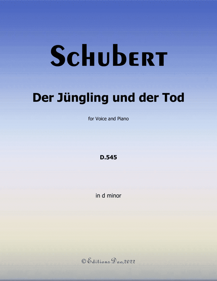Der Jungling und der Tod, by Schubert, in d minor (arr. Editions Dao)